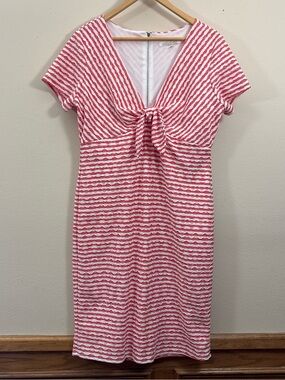 Bleecker 126 red & white striped seersucker dress womens 16 nautical summer